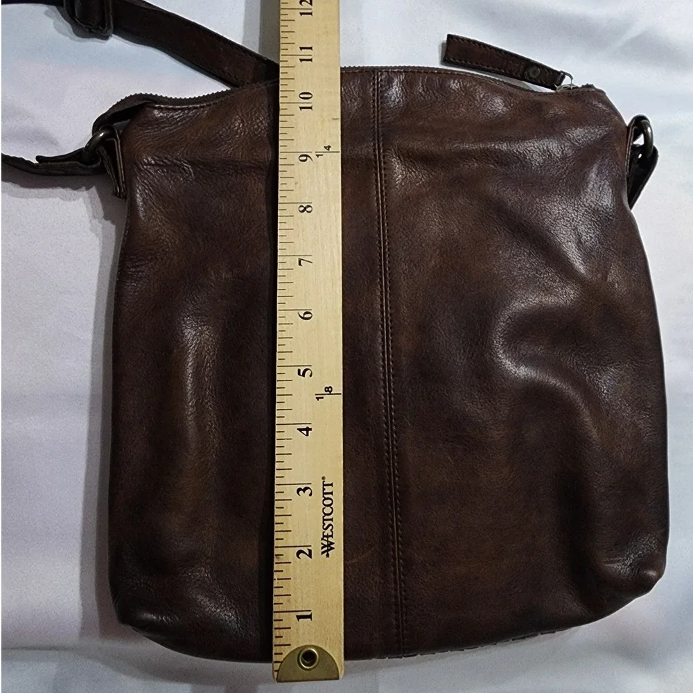 VTG Brown Woven Leather Crossbody‎ Bag Studded Boho Messenger Made in India READ